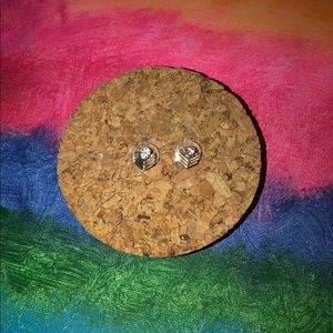 Gold One Diamond Triangle Earrings